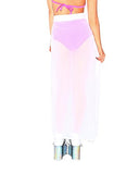 iHeartRaves White Open Front Sheer Chiffon Maxi Skirt (Medium)