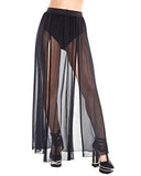 iHeartRaves Black Cosmic Heroine Sheer Mesh Maxi Skirt (X-Small)