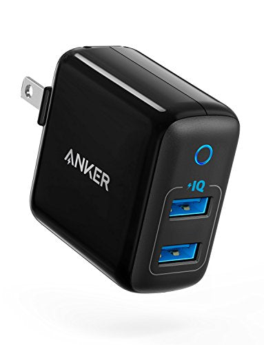 [Upgraded] Anker PowerPort II with Dual PowerIQ Ports, 24W Ultra-Compact Travel Charger with Foldable Plug, for iPhone X/8/7/6s/6 Plus, iPad Pro/Air 2/mini 4, Samsung S5, and More