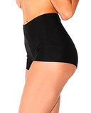 iHeartRaves Black High Waisted Shiny Bootie Shorts Bottoms (Small)