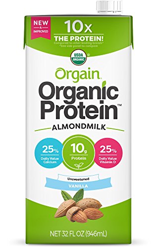 Orgain Organic Plant Based Protein Almond Milk, Unsweetened Vanilla - Non Dairy, Lactose Free, Vegan, Plant Based, Gluten Free, Soy Free, No Sugar Added, Kosher, Non-GMO, 32 Ounce (Pack of 6)