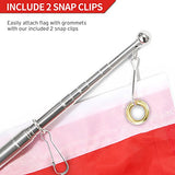 Anley 5 Feet Telescopic Handheld Flagpoles, Portable Staff with Clips - Lightweight Extendable Stainless Steel with Anti-Slip Grip - Collapsable Flag Pole for Tour Guides & Pointer for Teachers