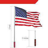Anley 5 Feet Telescopic Handheld Flagpoles, Portable Staff with Clips - Lightweight Extendable Stainless Steel with Anti-Slip Grip - Collapsable Flag Pole for Tour Guides & Pointer for Teachers