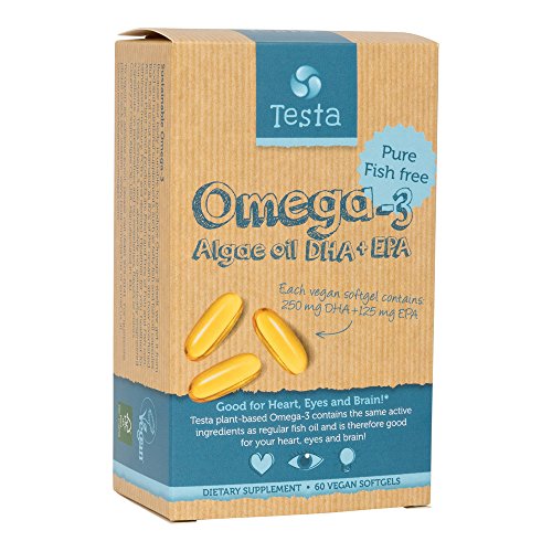 Testa - plant based GMO-free Omega-3 DHA + EPA from Algae oil - Pure and Vegan - 60 capsules