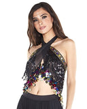 iHeartRaves Black Twilight Gypsy Sheer Wrap Top/Hip Coin Skirt (One Size)