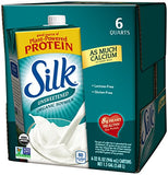Silk Unsweetened Organic Soymilk 32-Ounce Aseptic Cartons (Pack of 6), Unflavored Dairy-Alternative Milk, Organic, Individually Packaged