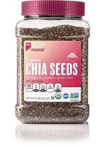 BetterBody Foods Organic Chia Seeds 2lb, Non-GMO Great Taste, Contains 2300mg Omega-3s and 2g of Protein, Good Source of Fiber, Gluten-free, Use in Smoothies or Top Yogurt Soups or Salads
